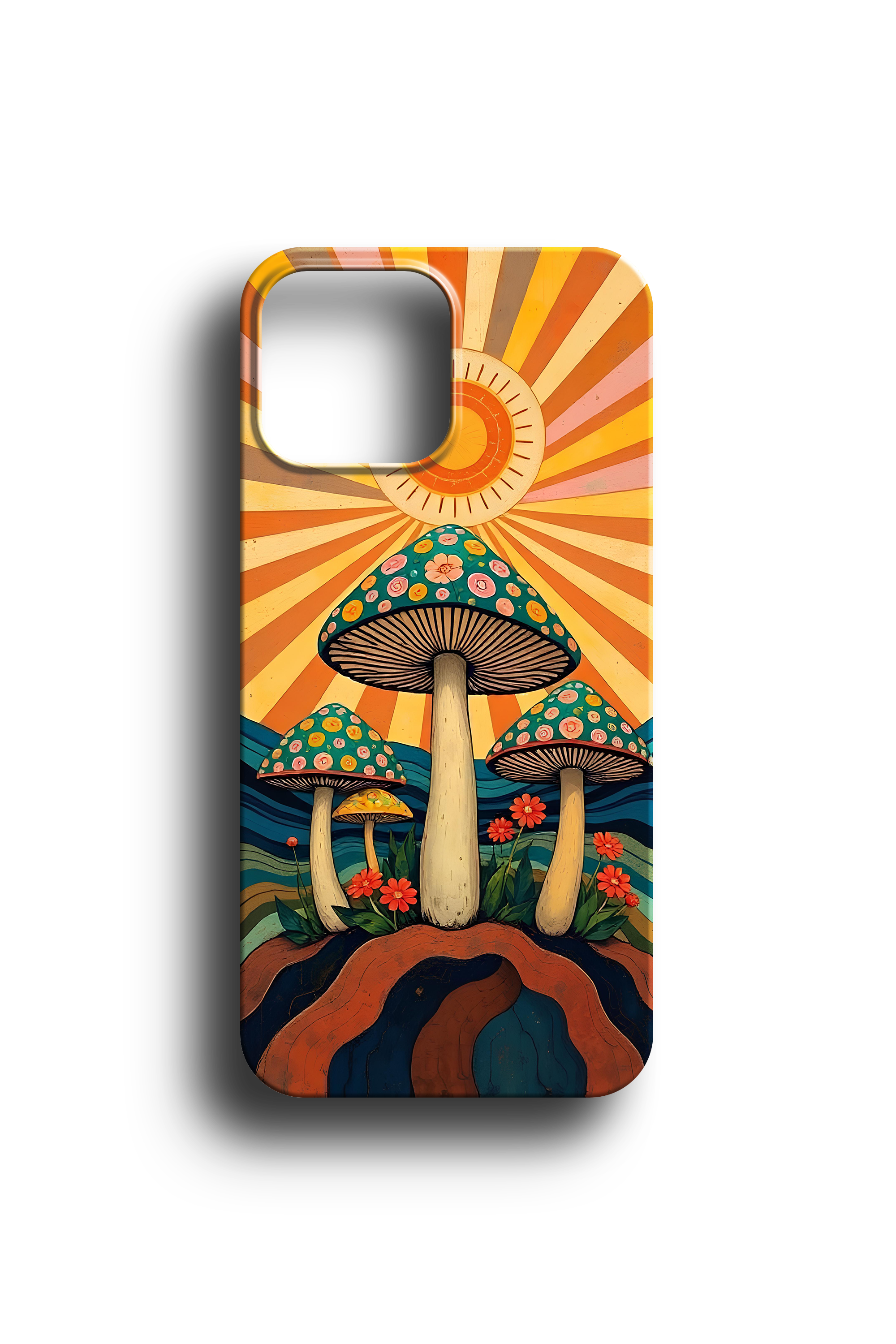 Retro Mantar Desenli Telefon Kılıfı