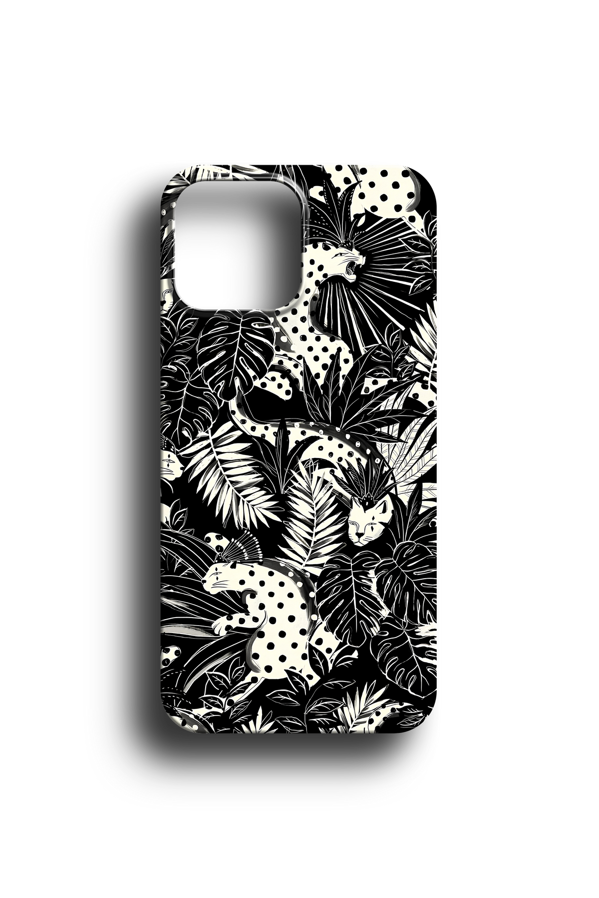 Jungle Esintili Leopar Desenli Telefon Kılıfı