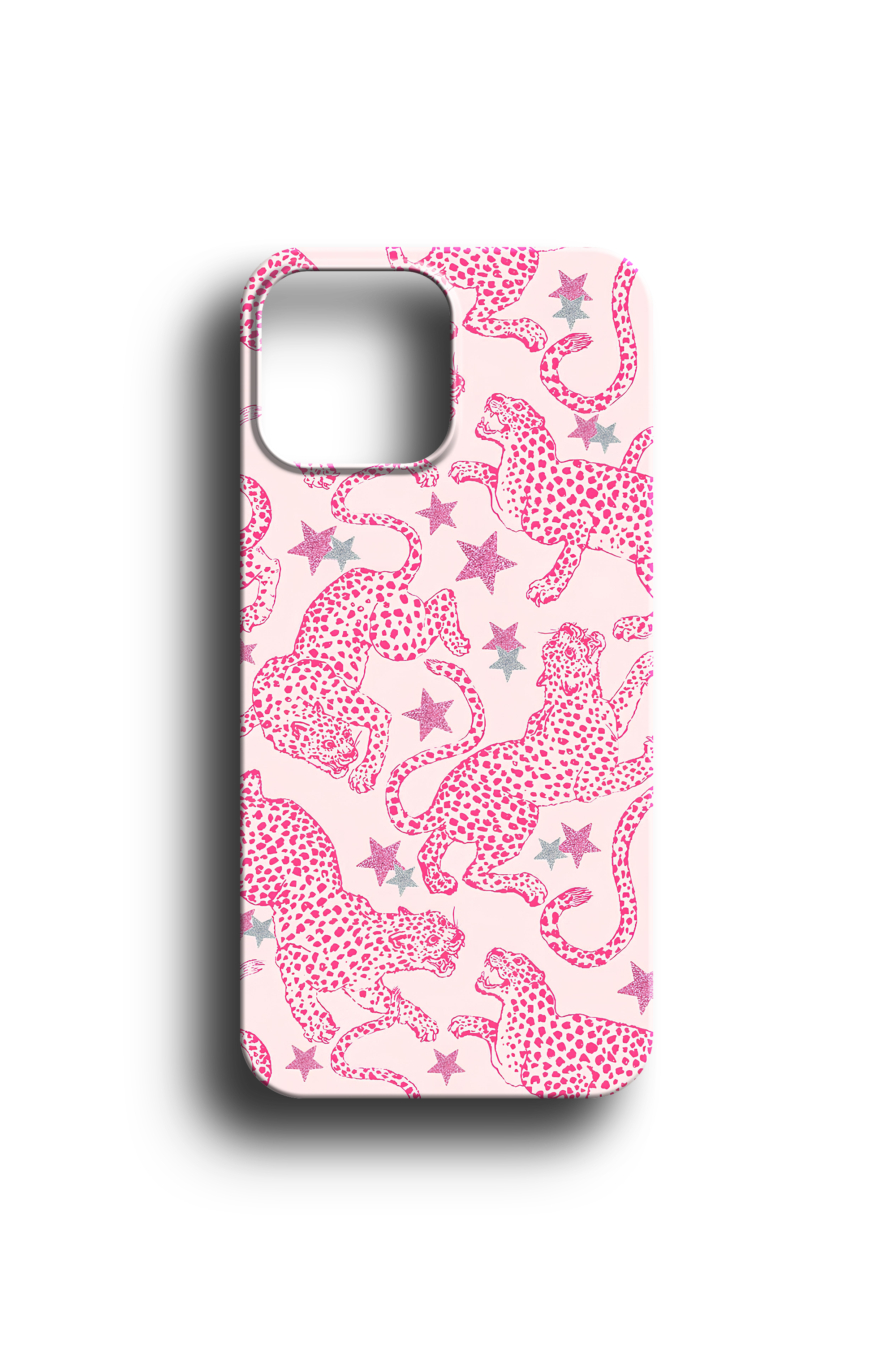 Yıldızlı Çizgisel Leopar Desenli Telefon Kılıfı
