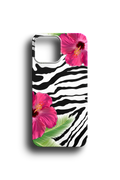Zebra Desenli Hibiskus Çiçekleri Telefon Kılıfı