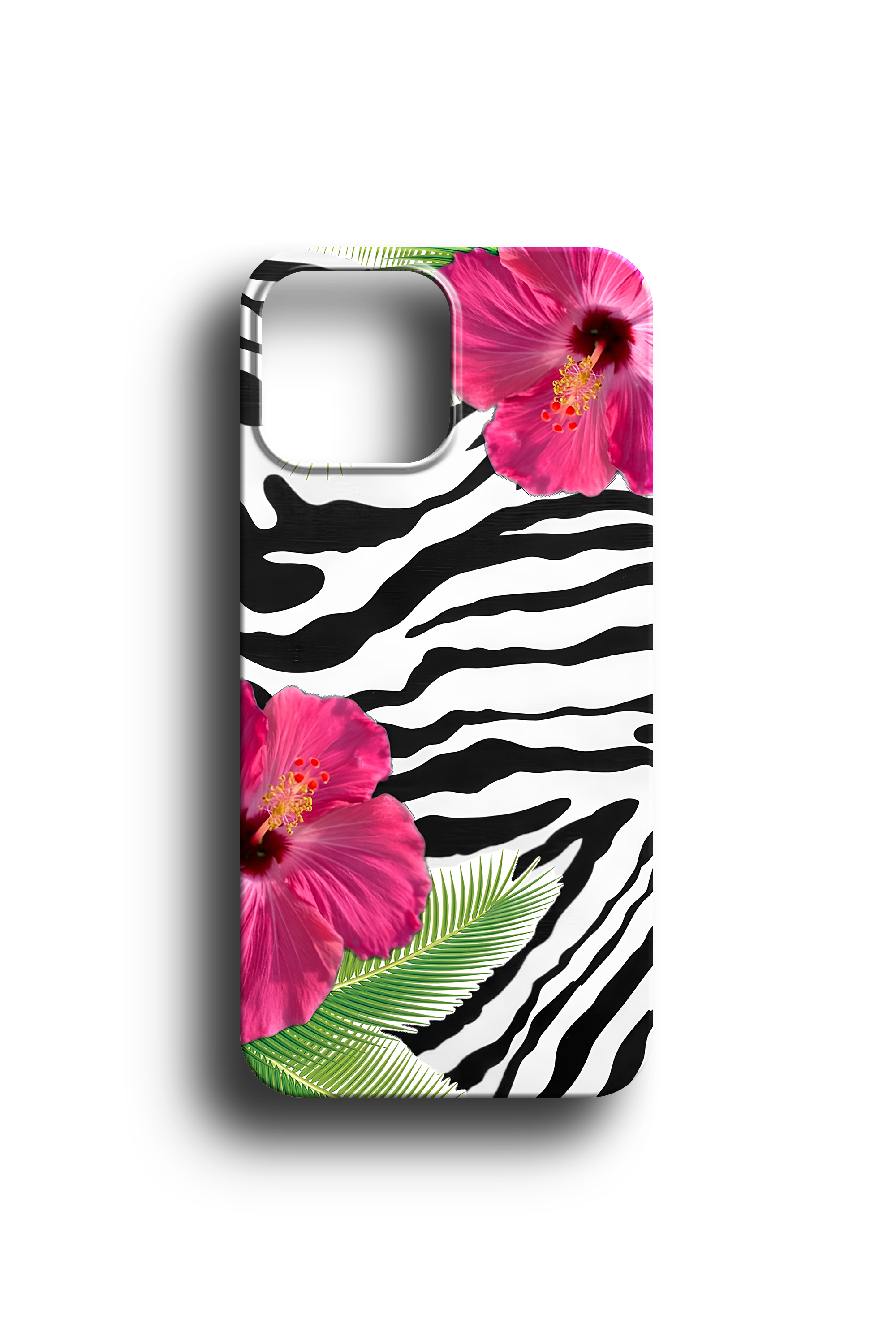 Zebra Desenli Hibiskus Çiçekleri Telefon Kılıfı