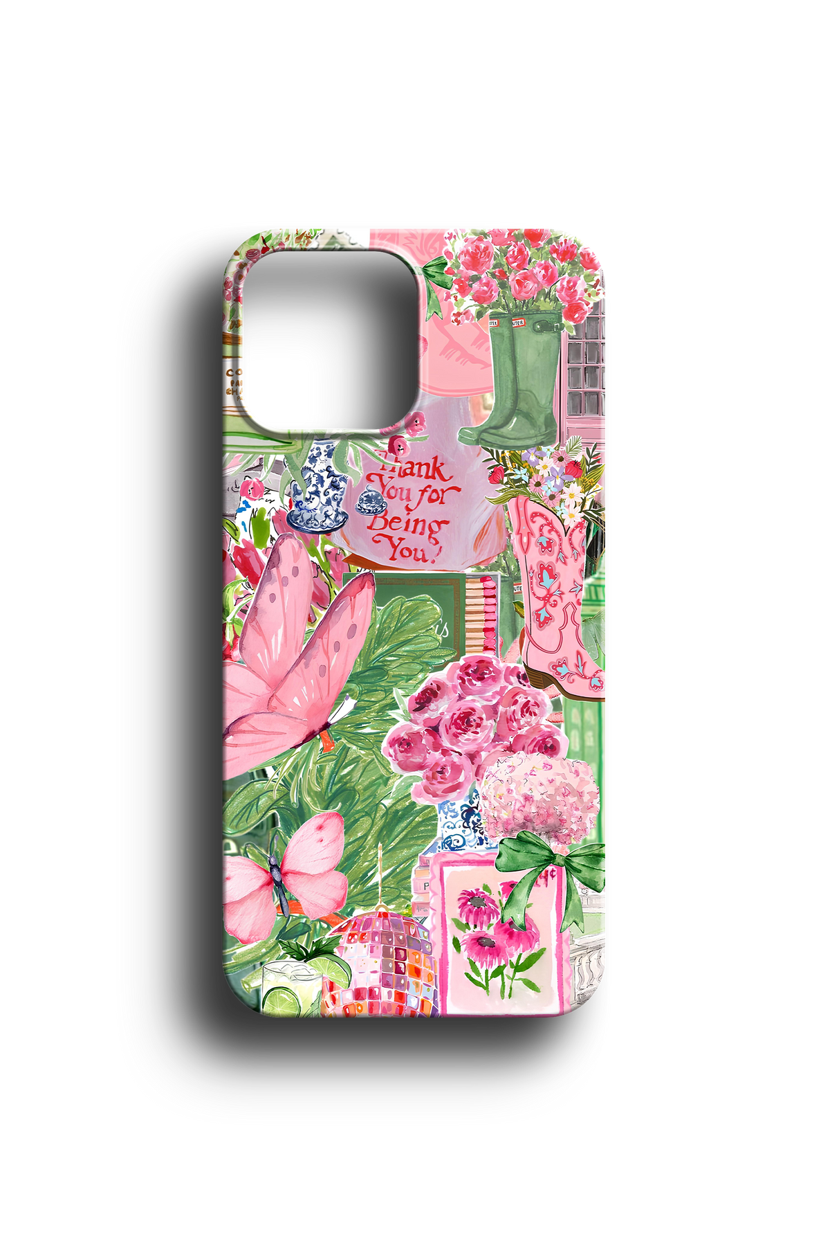 Pembe Klasik Arabalı Sahil Telefon Kılıfı
