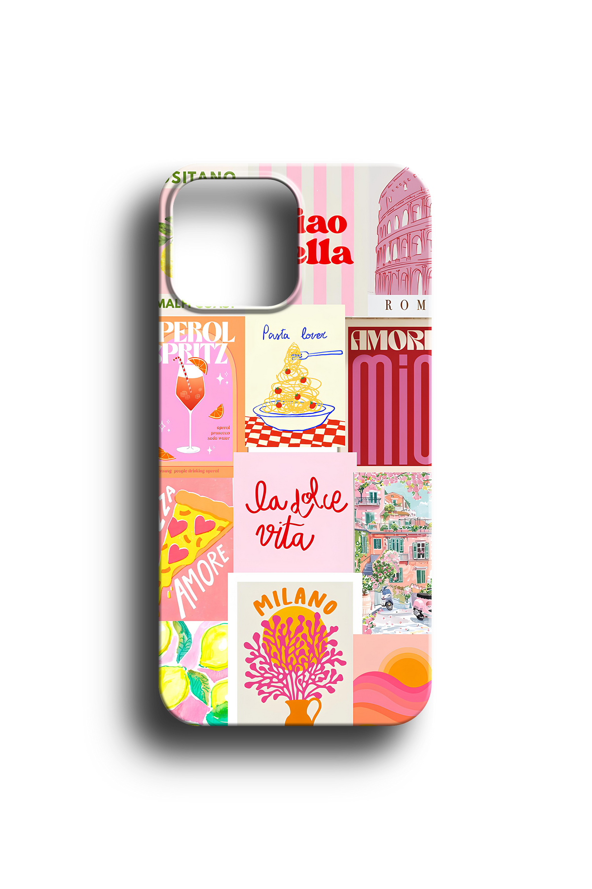 İtalya Temalı Limon ve Pizza Desenli Telefon Kılıfı