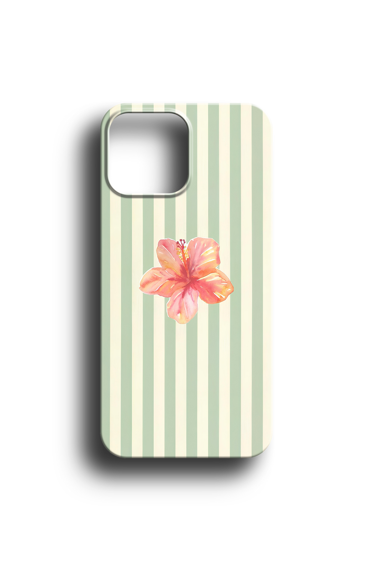 Pastel Çizgili Hibiskus Çiçeği Telefon Kılıfı