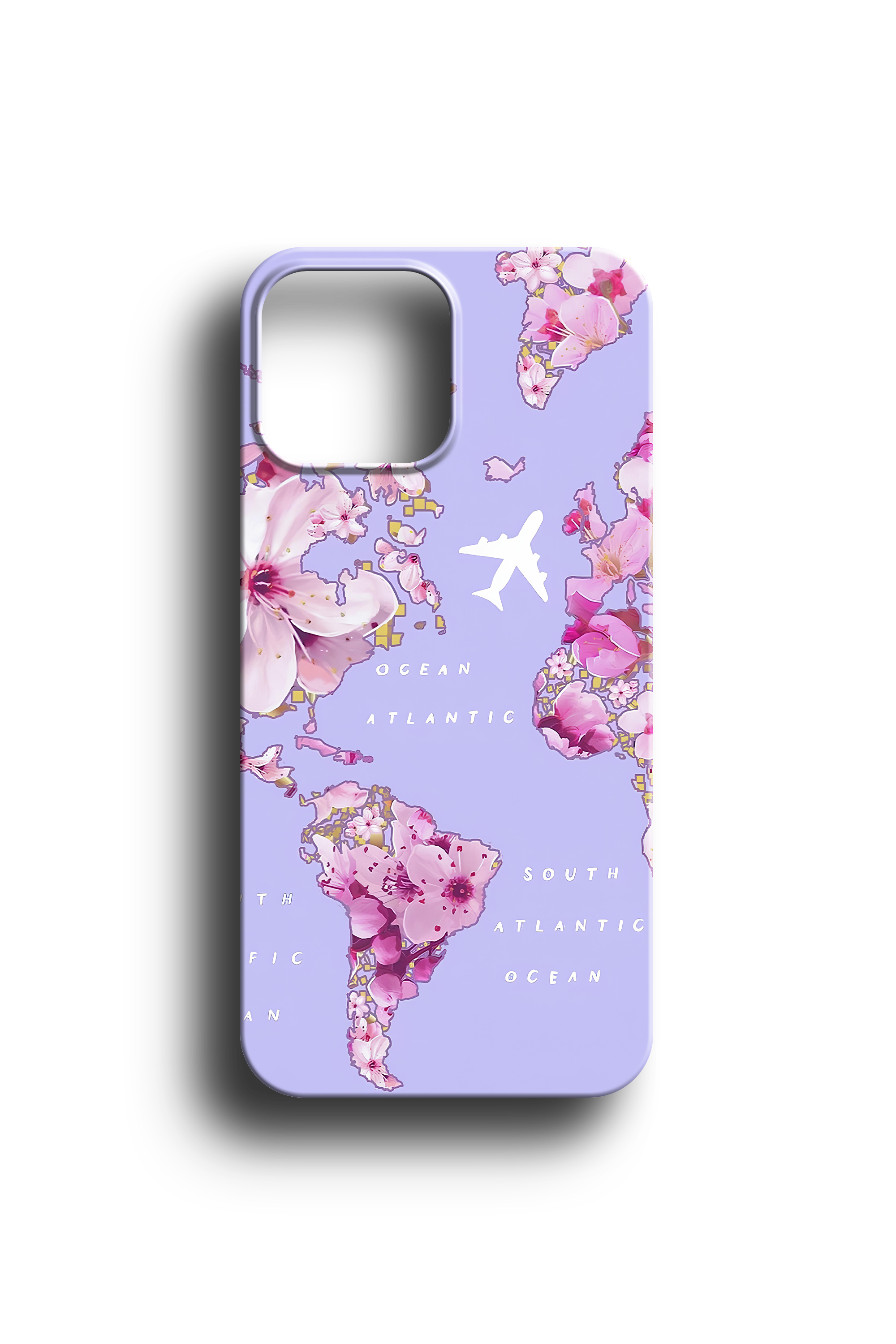Uçak Figürlü Seyahat Temalı Floral Telefon Kılıfı