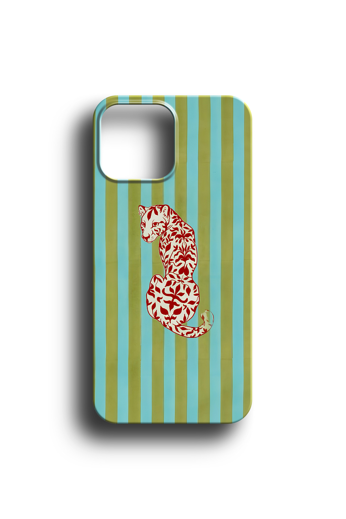 Pastel Çizgili Leopar Telefon Kılıfı